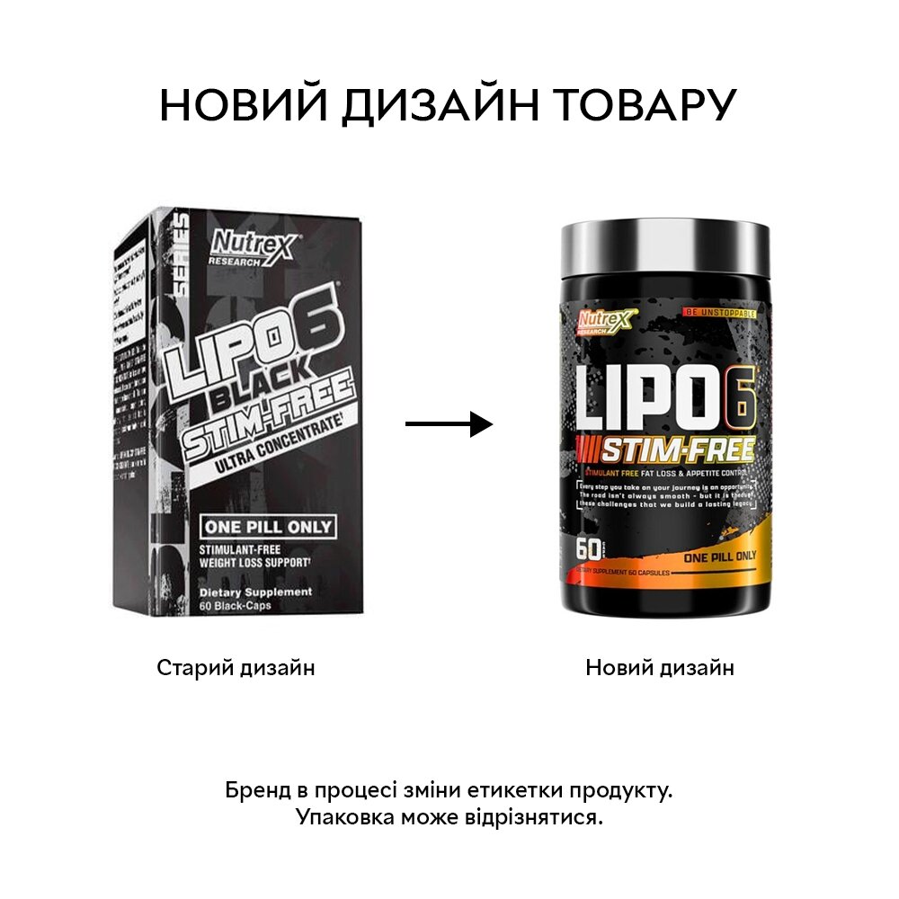 Жироспалювач Nutrex Research Lipo-6 Stim Free, 60 капсул. Фото 4