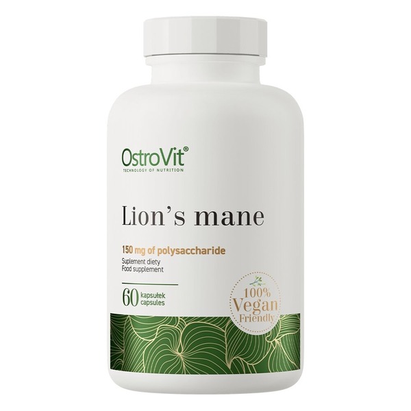 Екстракт гриба левової гриви OstroVit Vege Lion's Mane, 60 вегакапсул для підтримки пам'яті та концентрації уваги