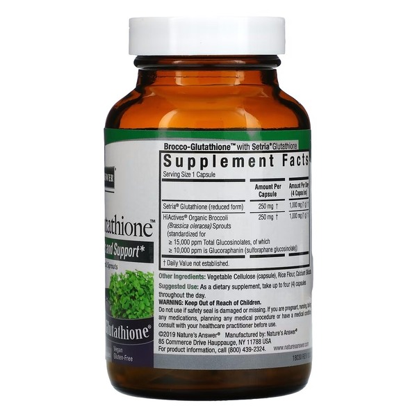 Глутатіон з броколі Nature's Answer Brocco-Glutathione 500 mg, 60 вегакапсул. Фото 2