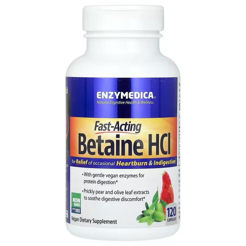 Бетаїн гідрохлорид Enzymedica Betaine HCL, 120 капсул для підтримки травної системи. Фото 3