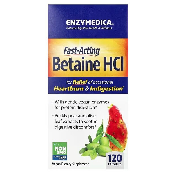 Бетаїн гідрохлорид Enzymedica Betaine HCL, 120 капсул для підтримки травної системи