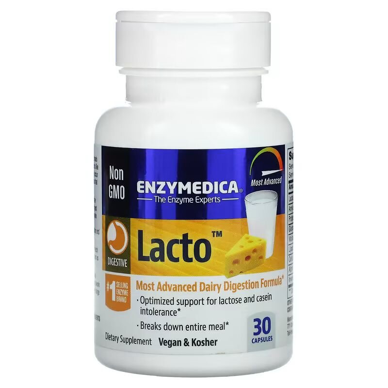 Харчові ферменти Enzymedica Lacto, 30 капсул для перетравлення лактози