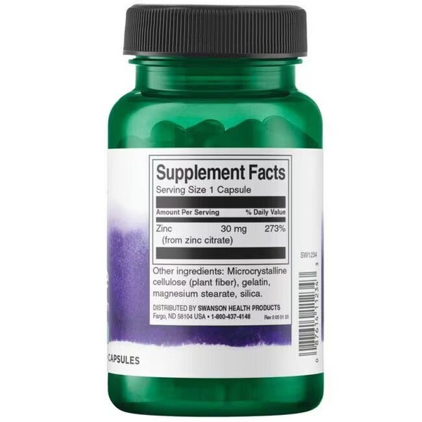 Цитрату цинку Swanson Zinc Citrate 30 mg, 60 капсул для підтримки зору та імунітету. Фото 2