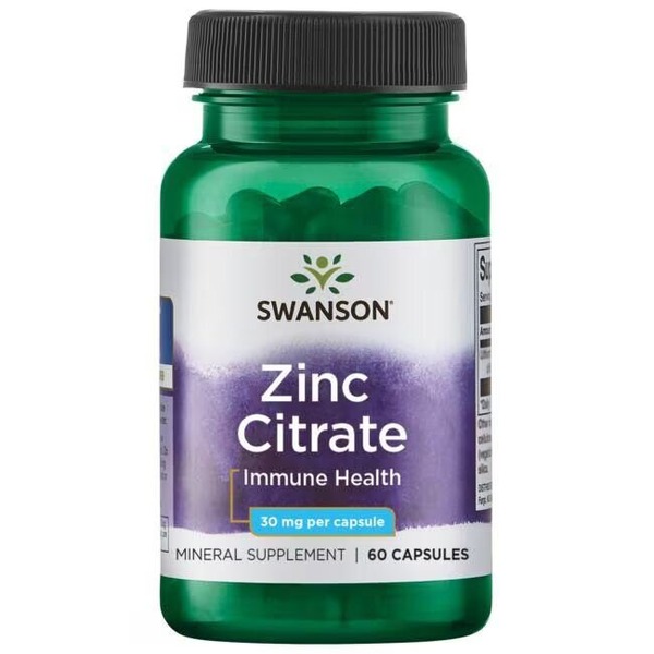 Цитрату цинку Swanson Zinc Citrate 30 mg, 60 капсул для підтримки зору та імунітету