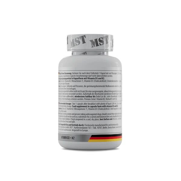 Витамин D3 и K2 MST Nutrition Vitamin D3 + K2 MK7, 120 капсул. Фото 3