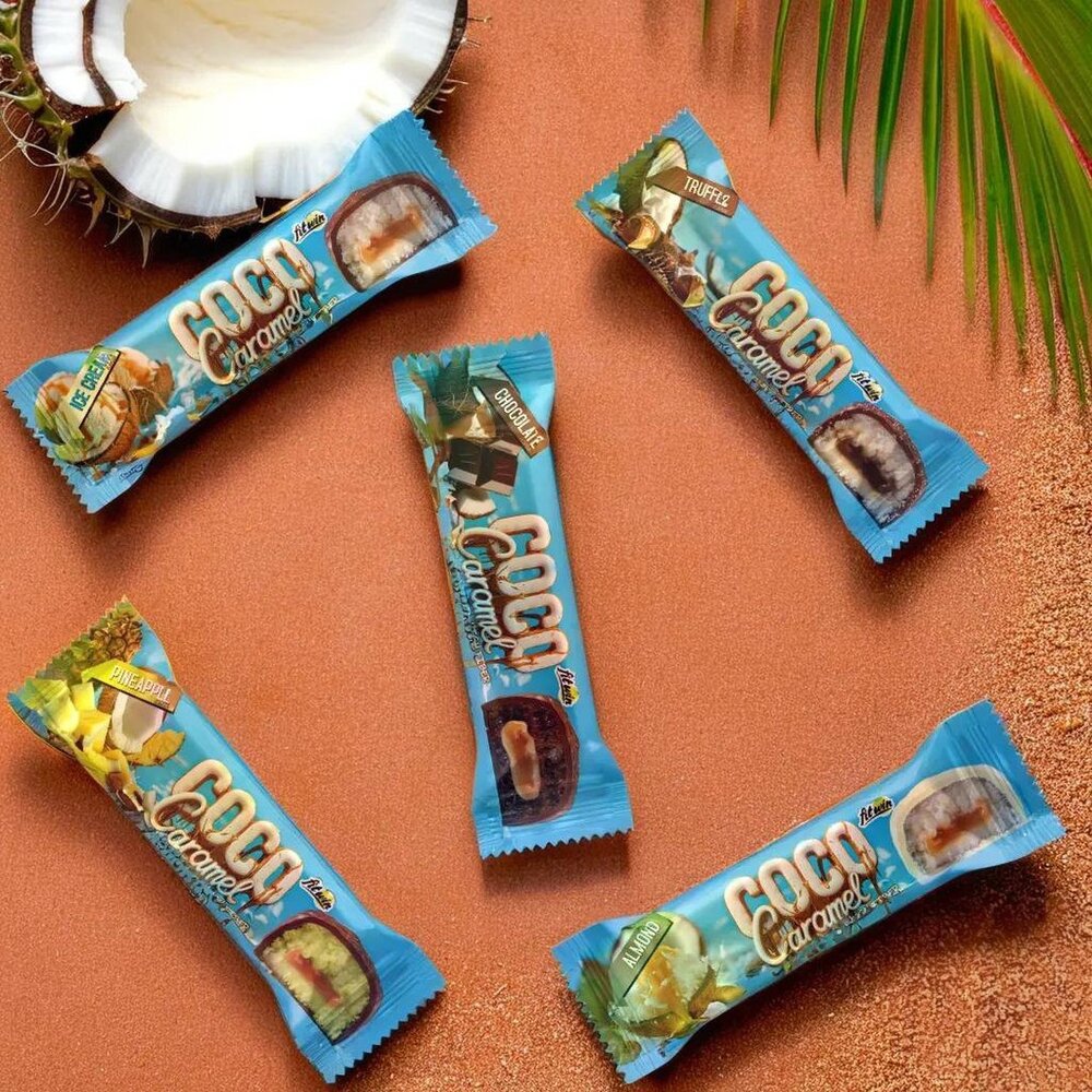 Кокосово-карамельний батончик FitWin Coco Caramel No Sugar Added, 20*40 грам MIX без доданого цукру. Фото 2