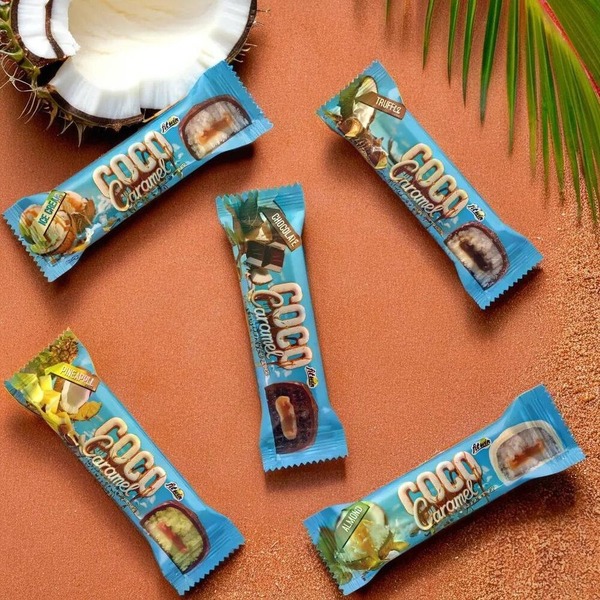 Кокосово-карамельний батончик FitWin Coco Caramel No Sugar Added, 20*40 грам MIX без доданого цукру. Фото 2