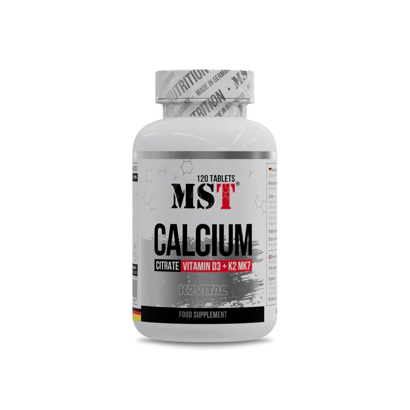 Витамины и минералы MST Nutrition Calcium Citrate + Vitamin D3 + K2 MK7, 120 таблеток