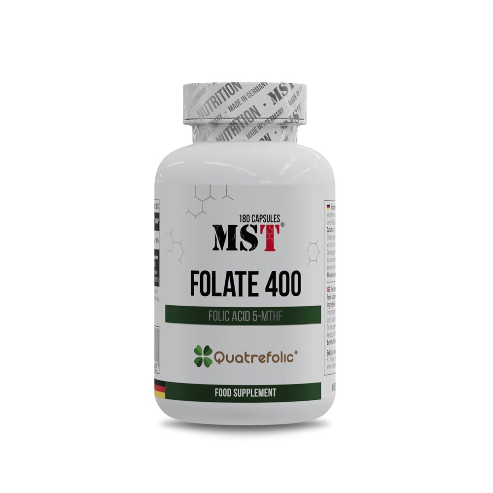 Витамины и минералы MST Nutrition Folate 400 Quatrefolic, 180 капсул. Фото 2