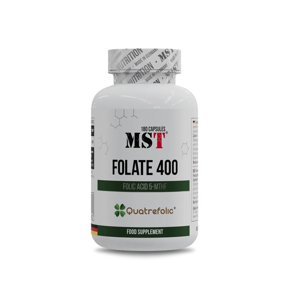 Витамины и минералы MST Nutrition Folate 400 Quatrefolic, 180 капсул. Фото 2