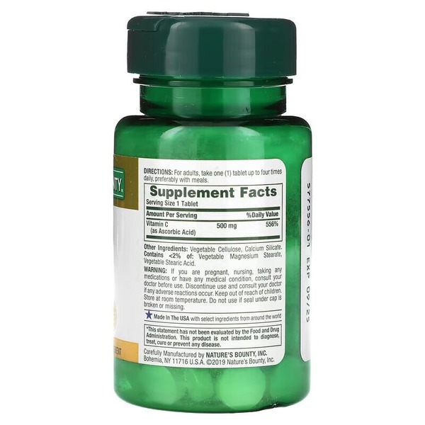 Витамины и минералы Nature's Bounty Vitamin C 500 mg, 100 таблеток. Фото 2