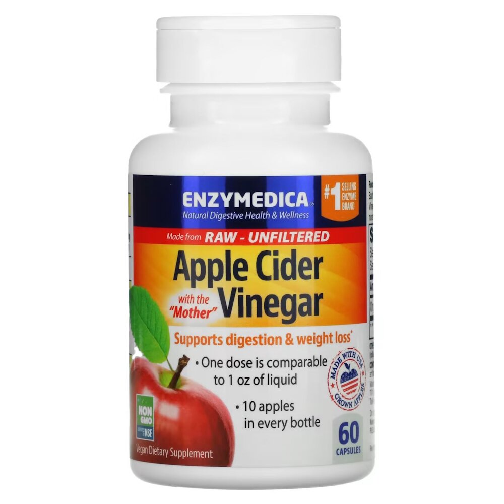 Натуральная добавка Enzymedica Apple Cider Vinegar, 60 капсул